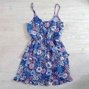 The General Good Sofia Tiered Blue Floral Dress
